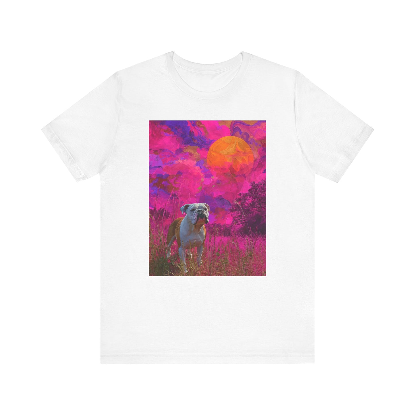 English Bulldog "Magenta Sky" T-shirt