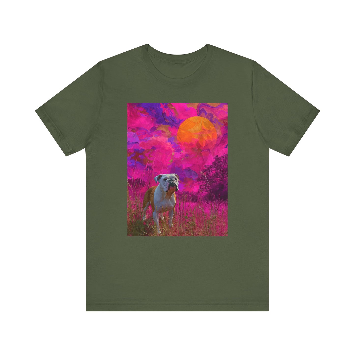 English Bulldog "Magenta Sky" T-shirt