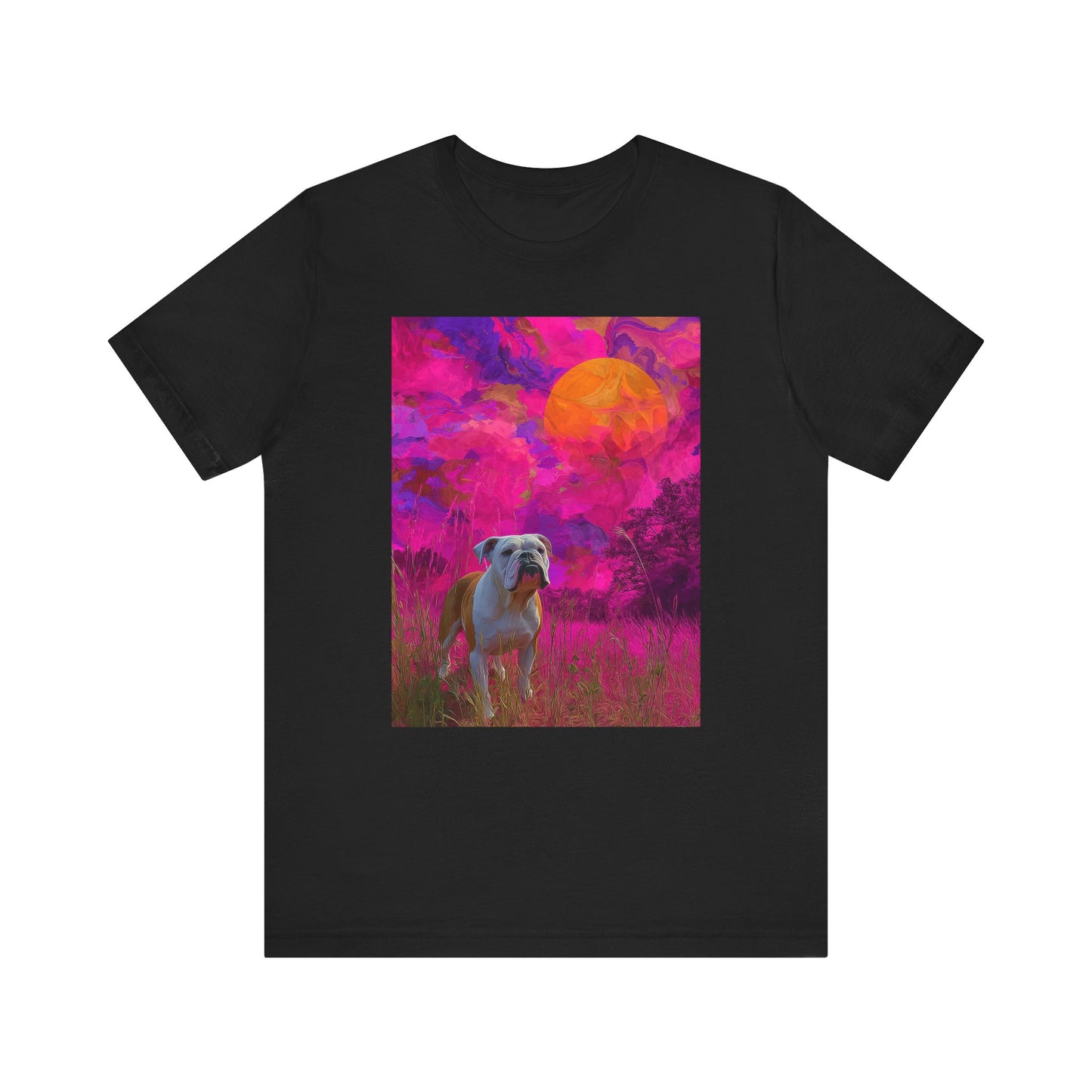 English Bulldog "Magenta Sky" T-shirt