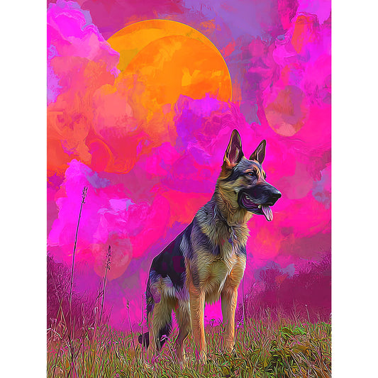 German Shepherd "Magenta Sky" T-shirt