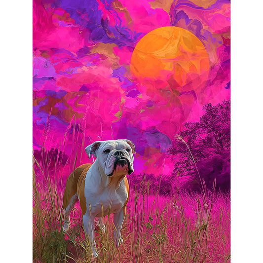 English Bulldog "Magenta Sky" T-shirt