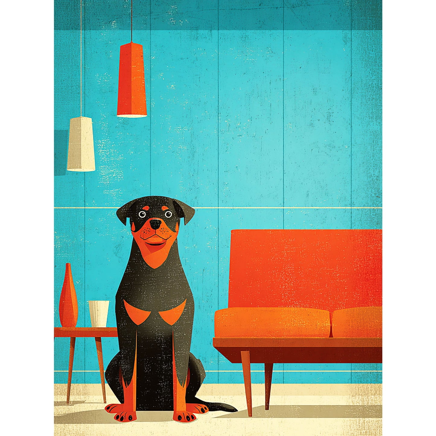 Rottweiler "Mid-Century Doggo" T-shirt